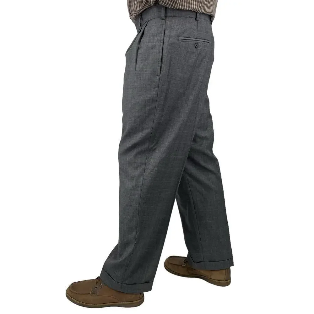 Vintage‎ 90’s Bill Blass Dress Pants Plaid Straight Leg Gray Blue 38” Waist